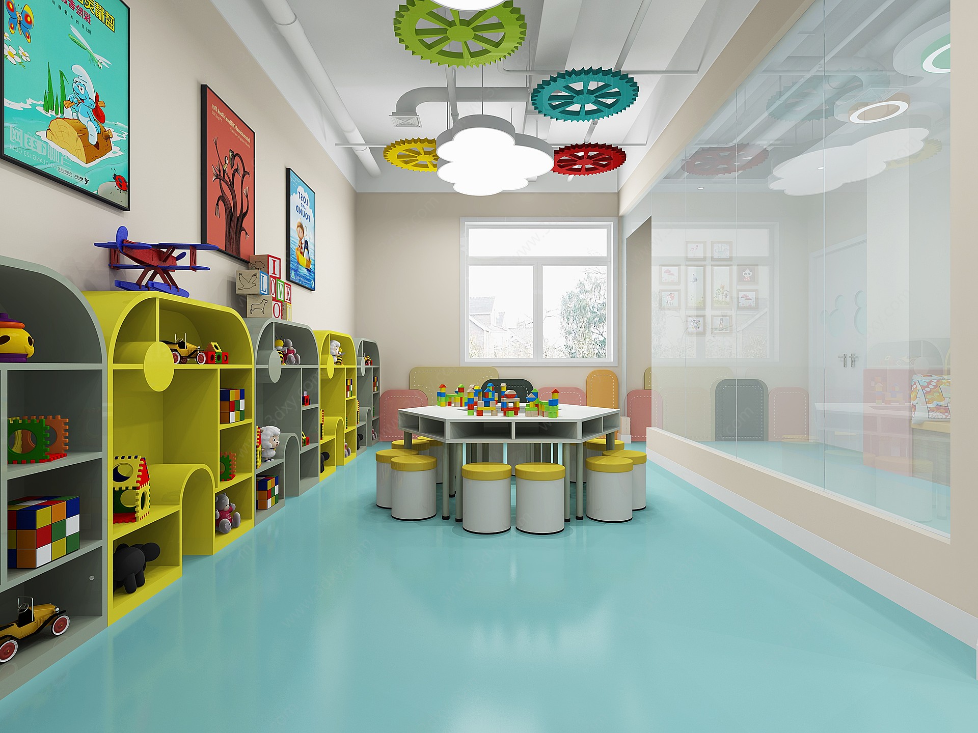 现代幼儿园活动区3D模型