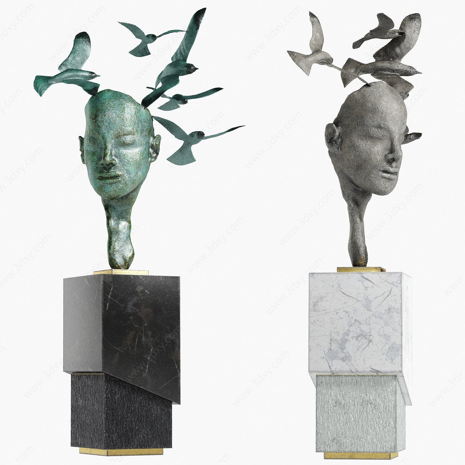 现代人物头部雕像3D模型