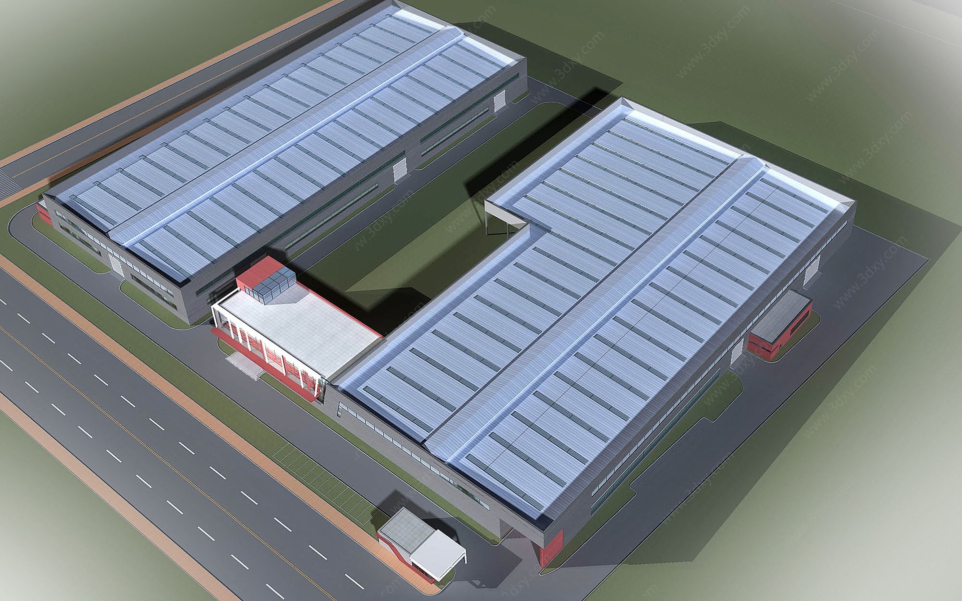 厂区厂房园区规划鸟瞰3D模型
