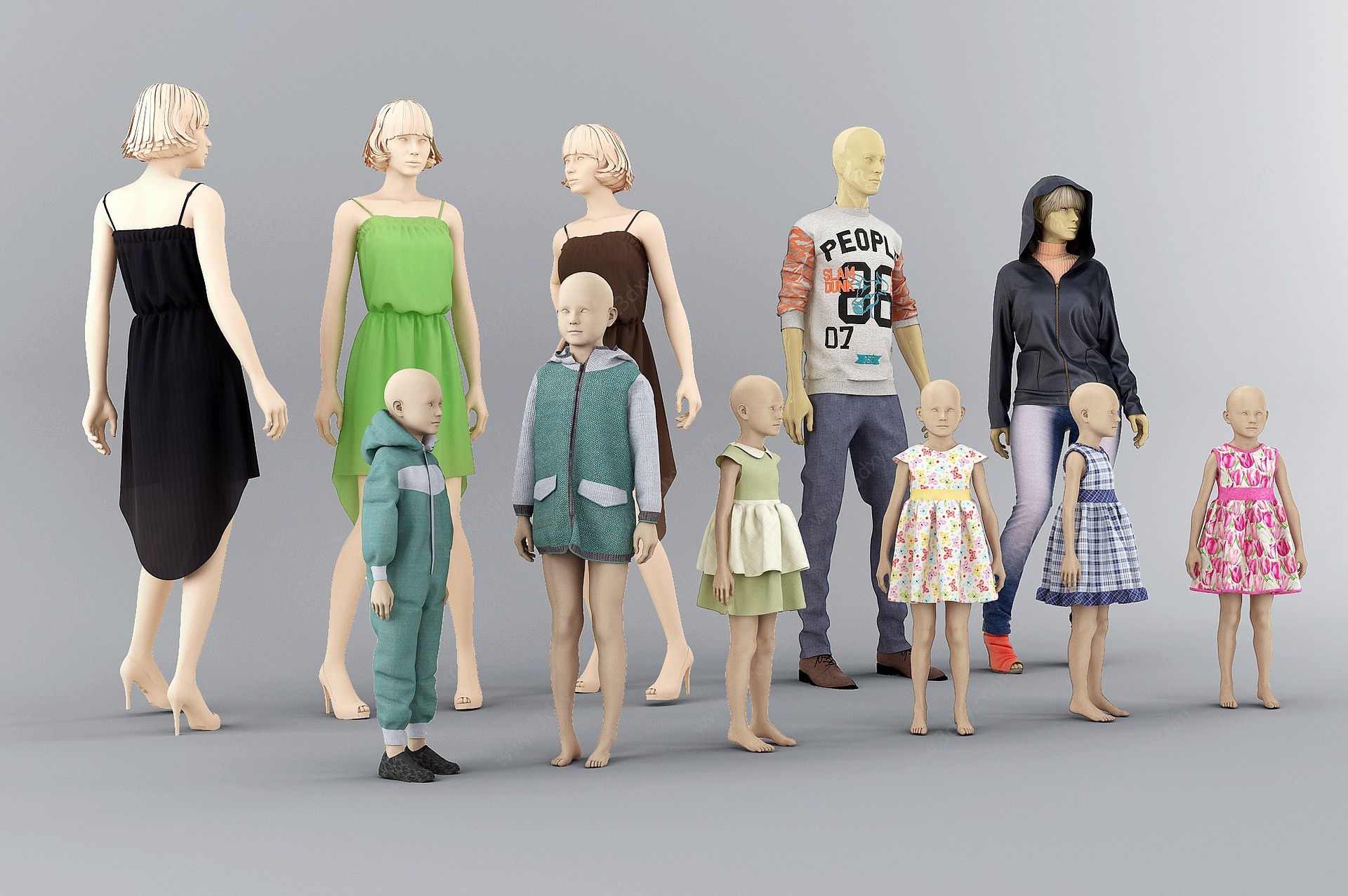 人物女装儿童服装模特3D模型