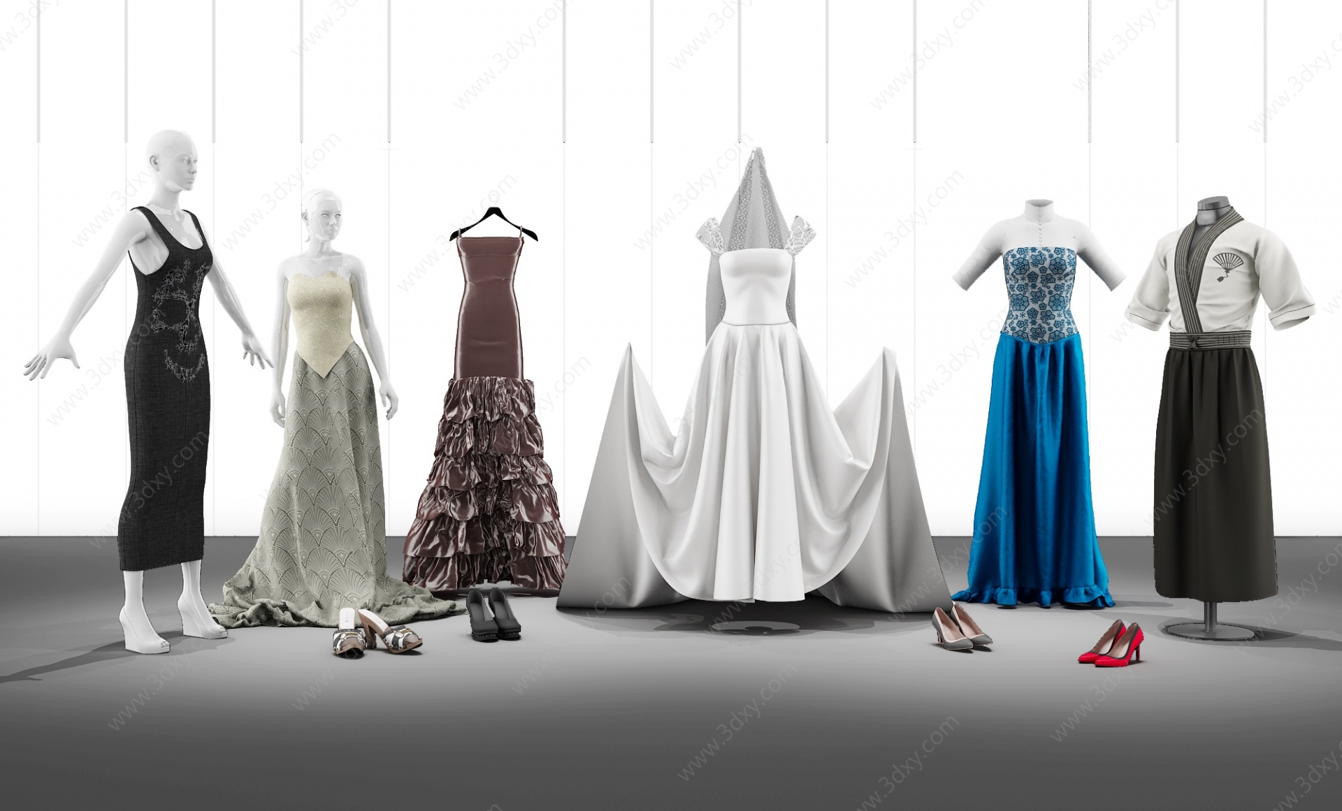 现代人物女士吊裙3D模型