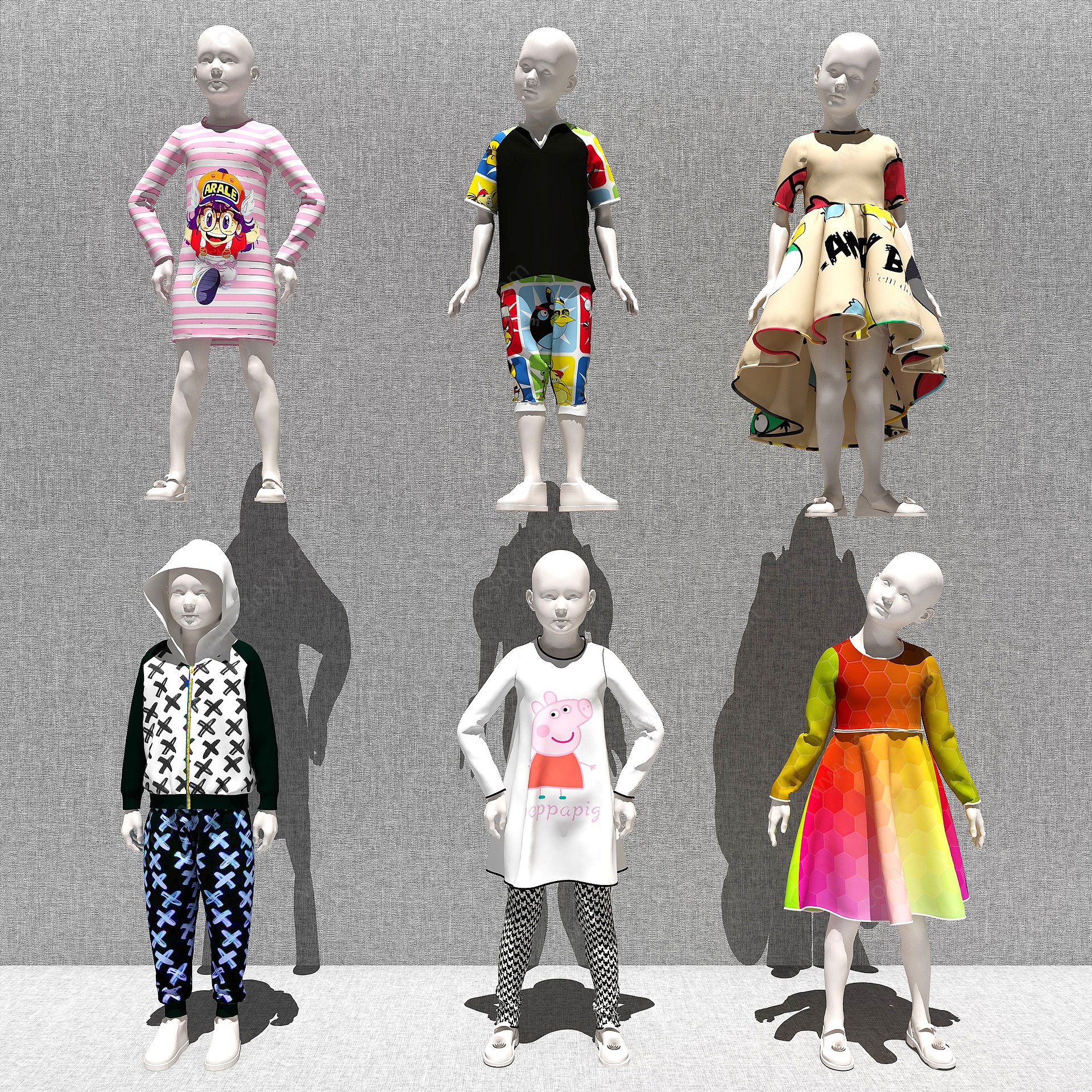 现代儿童服装3D模型
