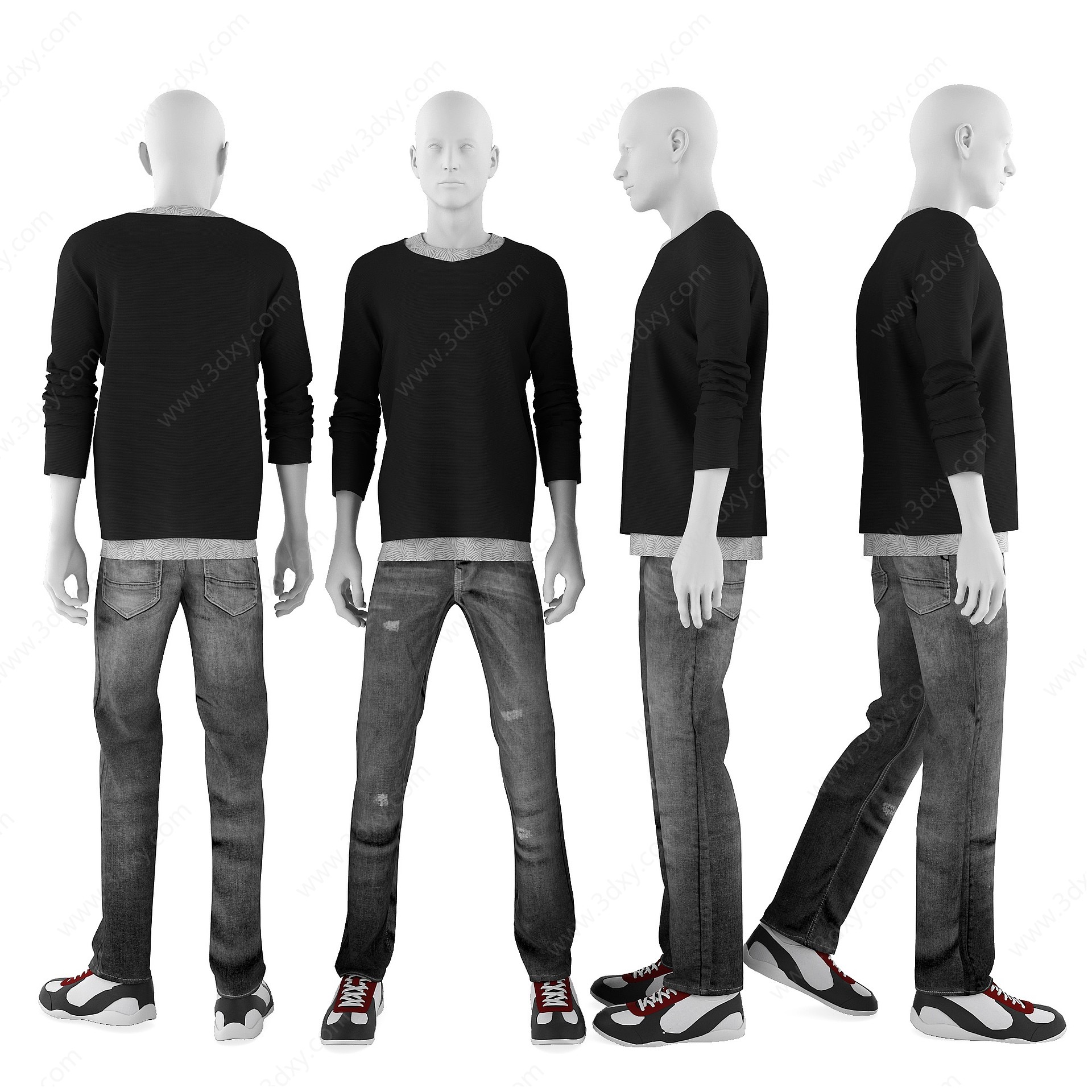 现代休闲男装服装模特3D模型