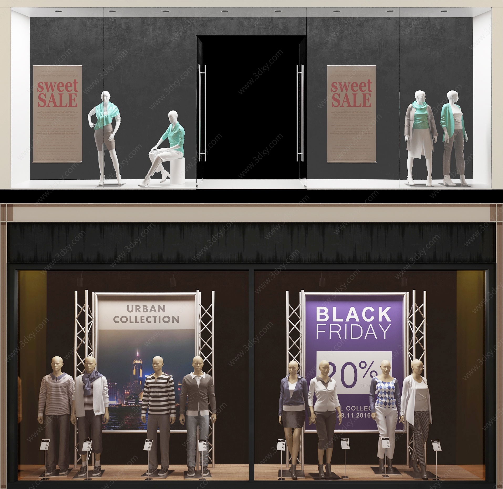 店面橱窗服装模特3D模型