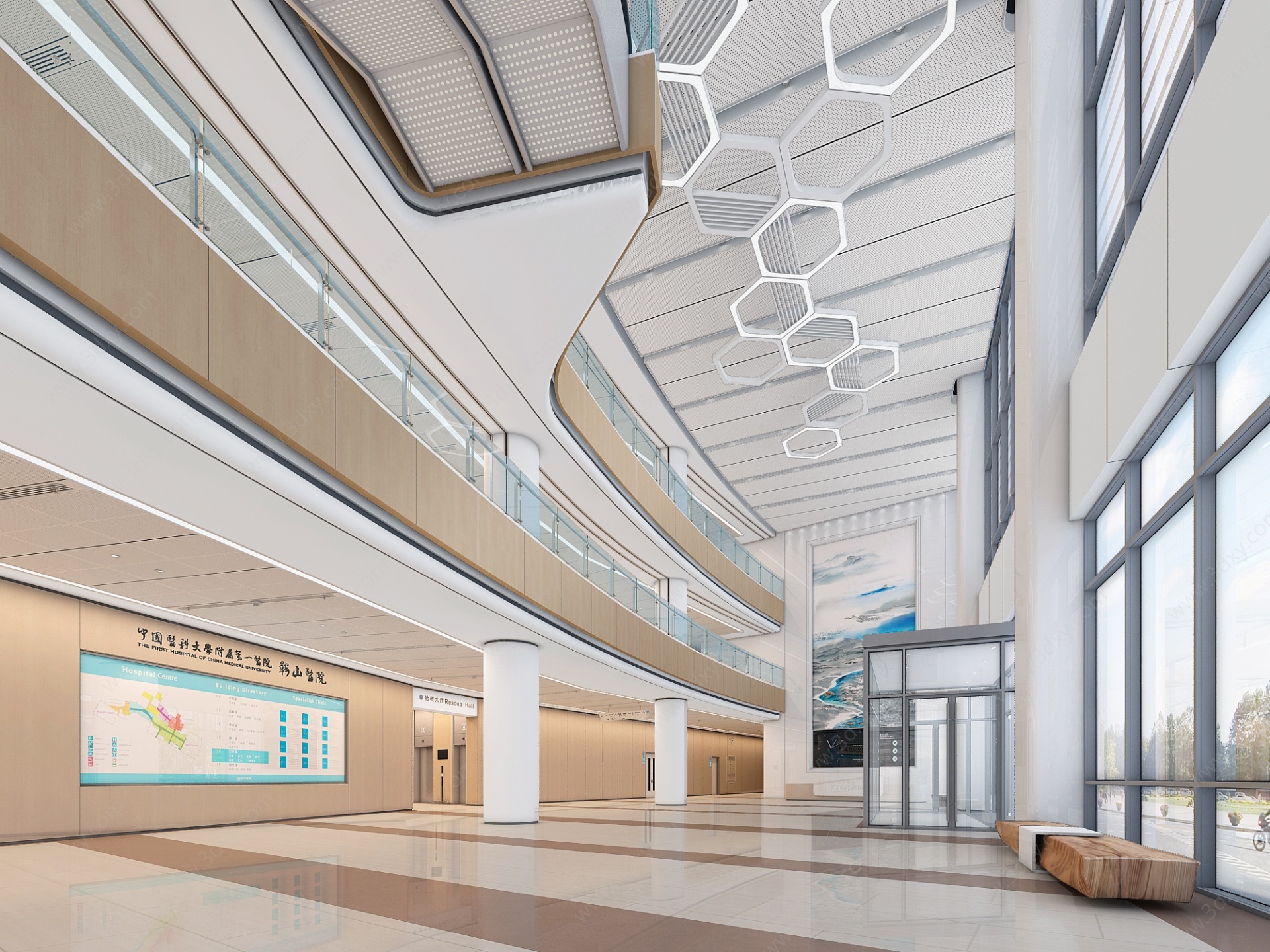 医院大堂大厅3D模型