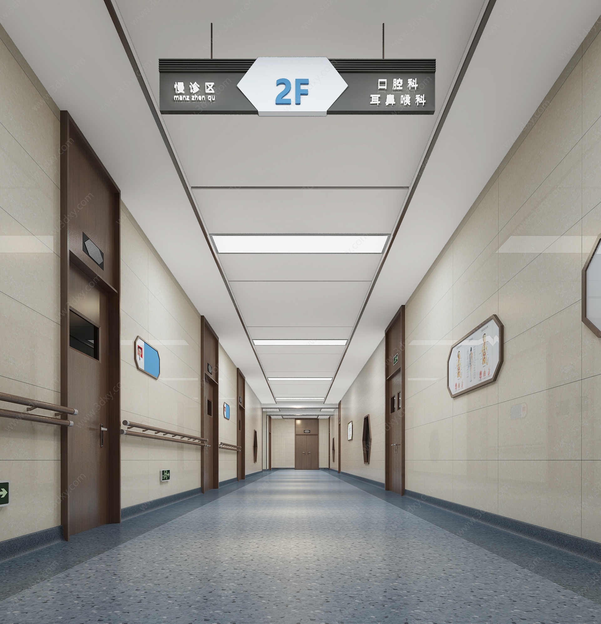 医院病房走廊3D模型