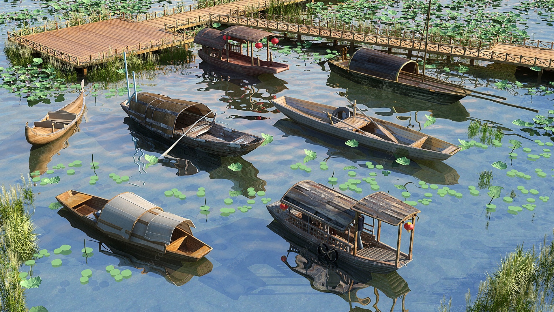 中式木船乌篷船3D模型