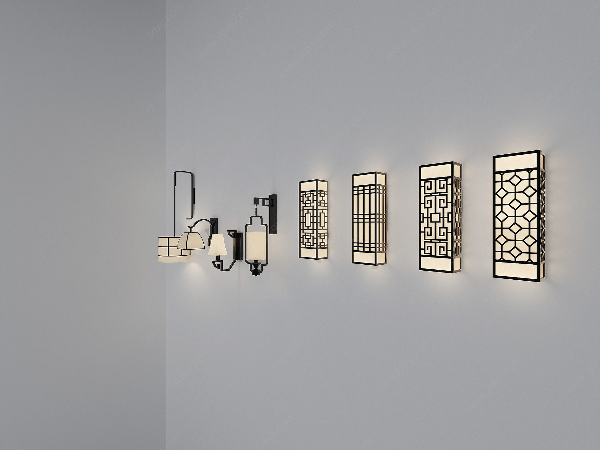 新中式壁灯3D模型