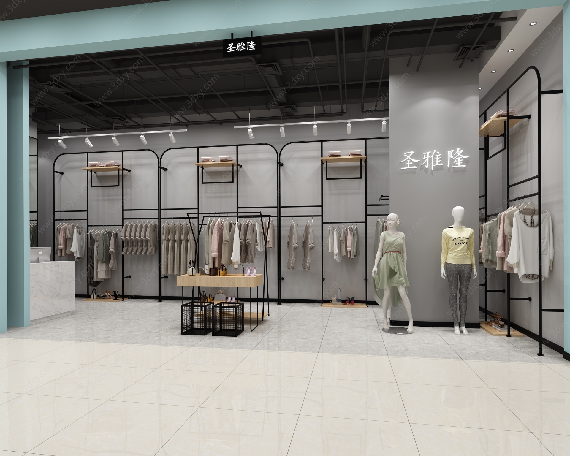 工业LOFT服装店3D模型