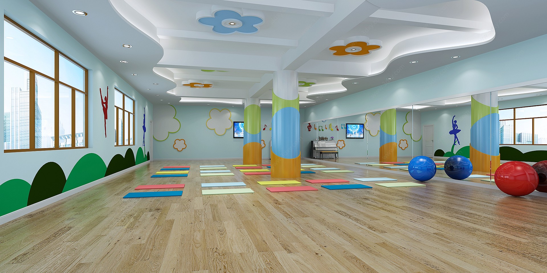 现代幼儿园舞蹈室3D模型