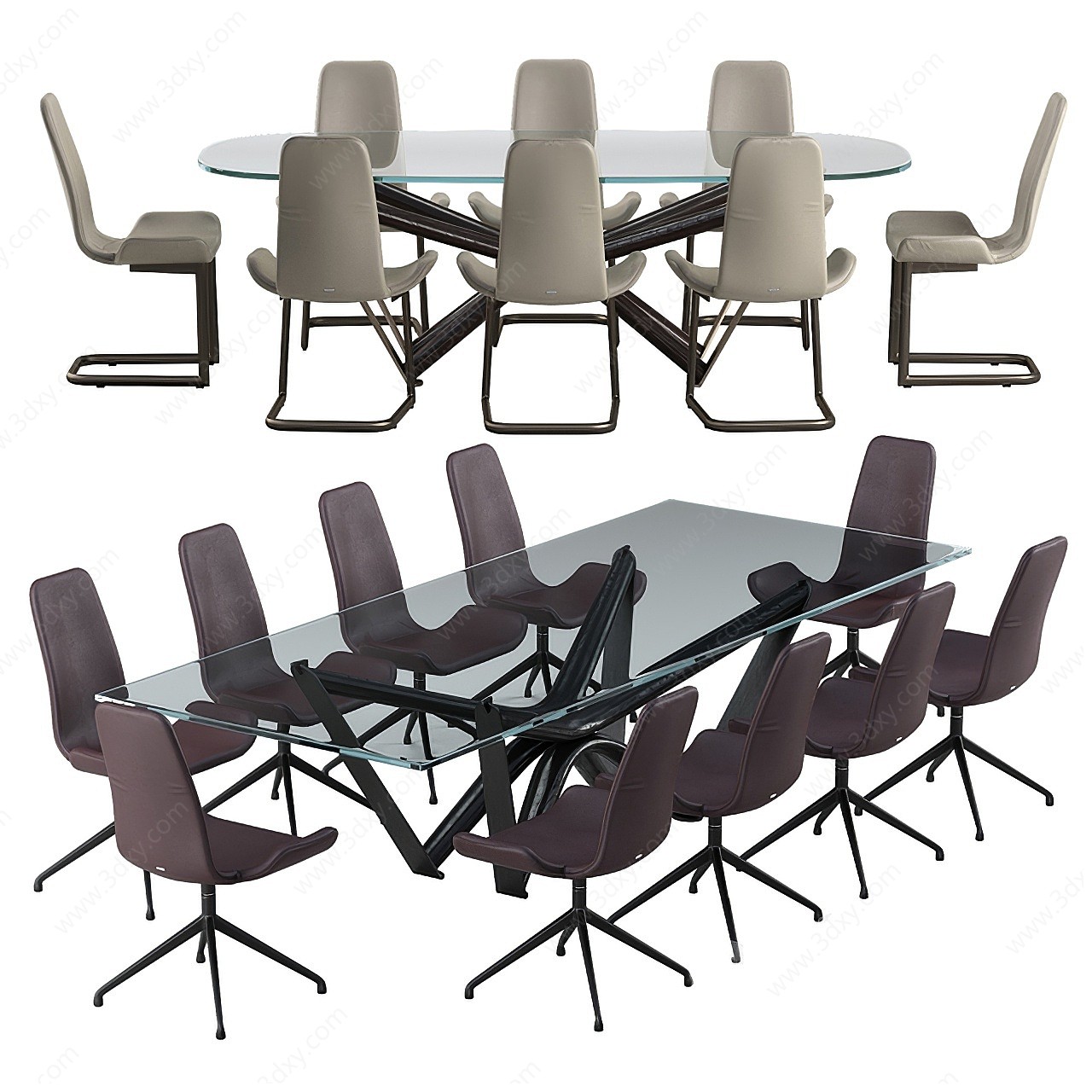 简约办公桌椅会议桌椅3D模型