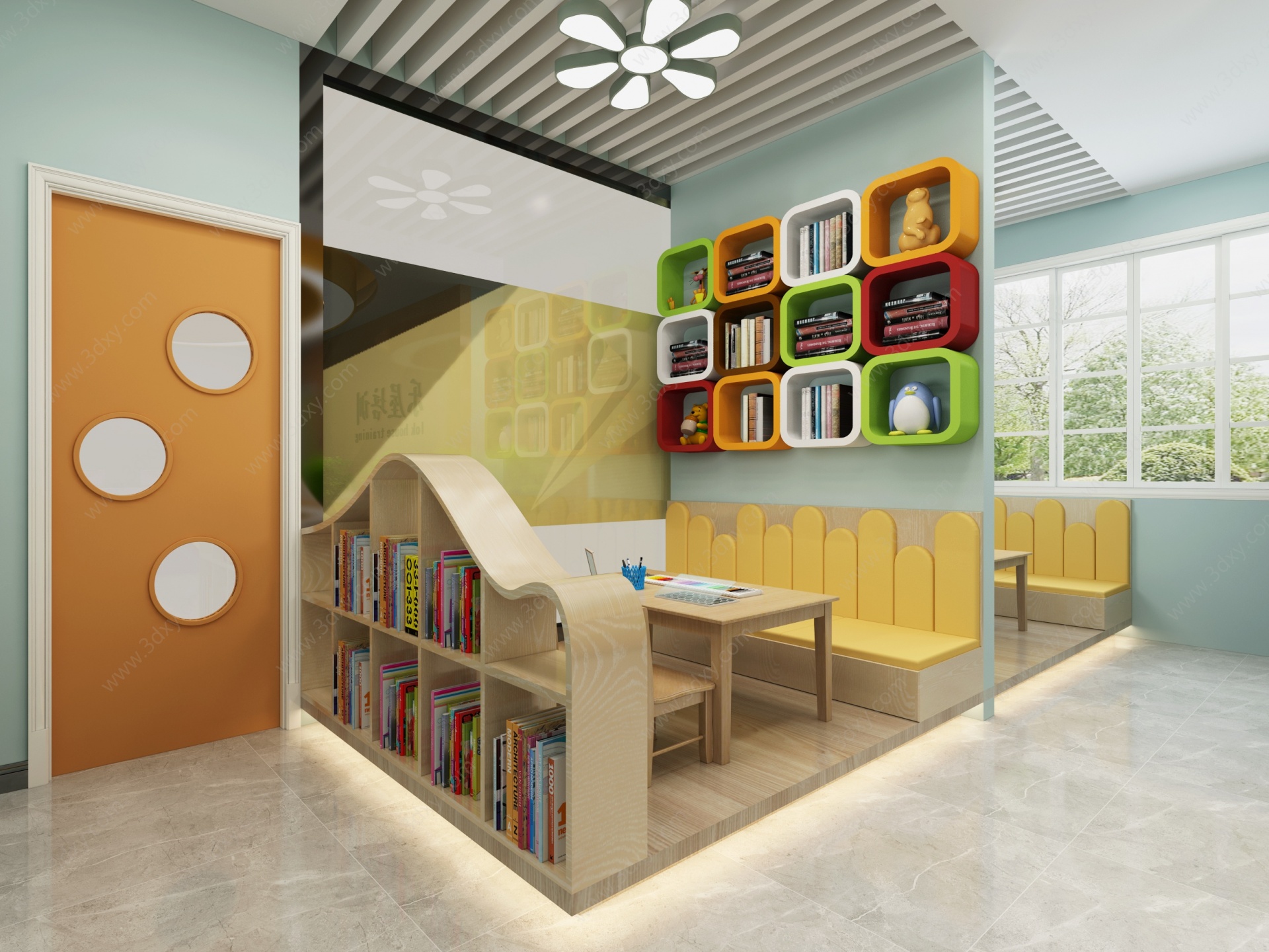 现代教室幼儿园3D模型