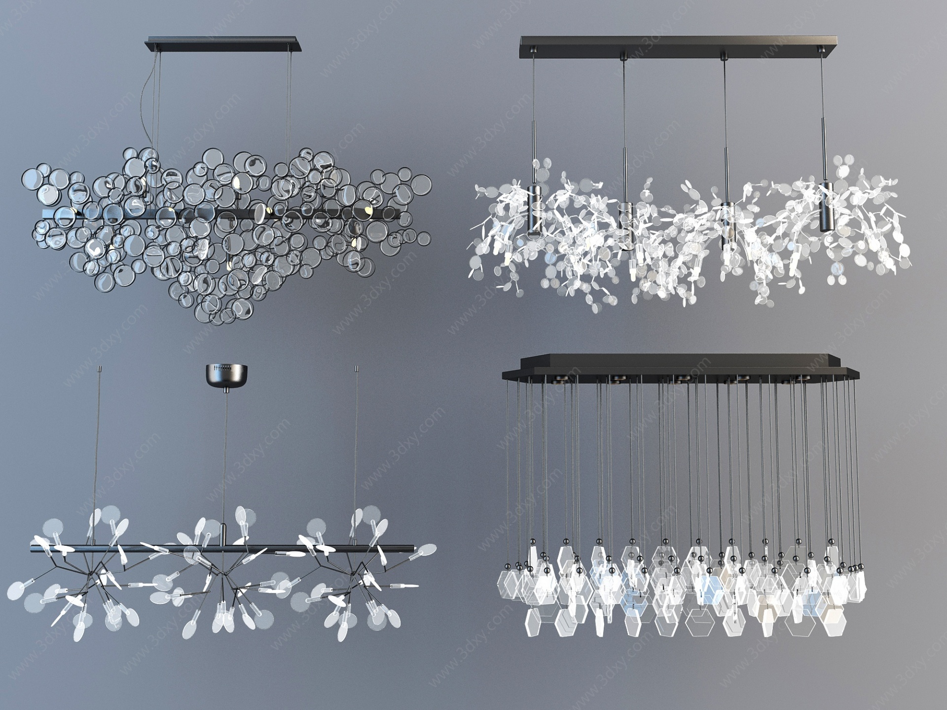 现代水晶树枝艺术吊灯3D模型
