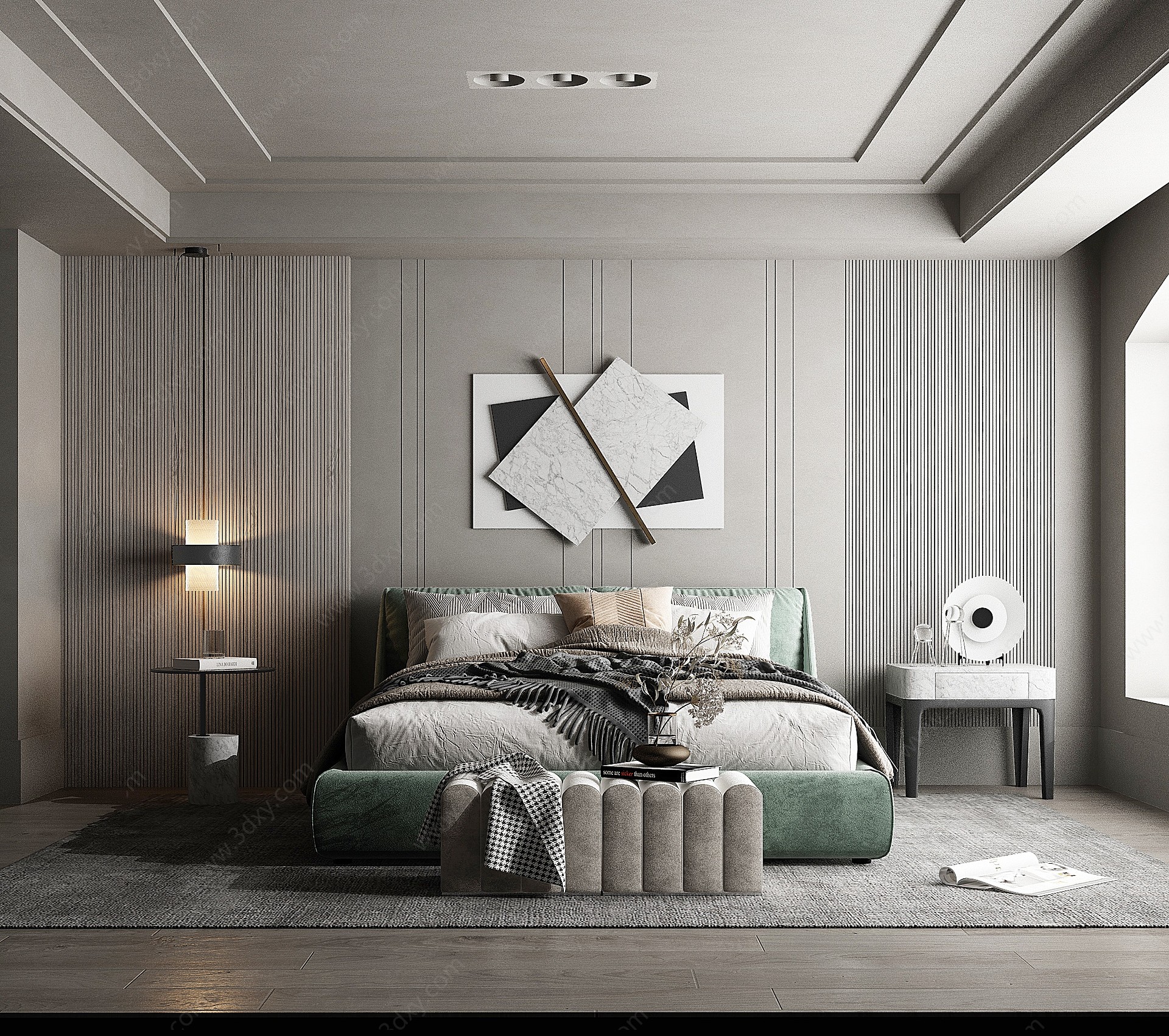 现代轻奢简欧式卧室3D模型