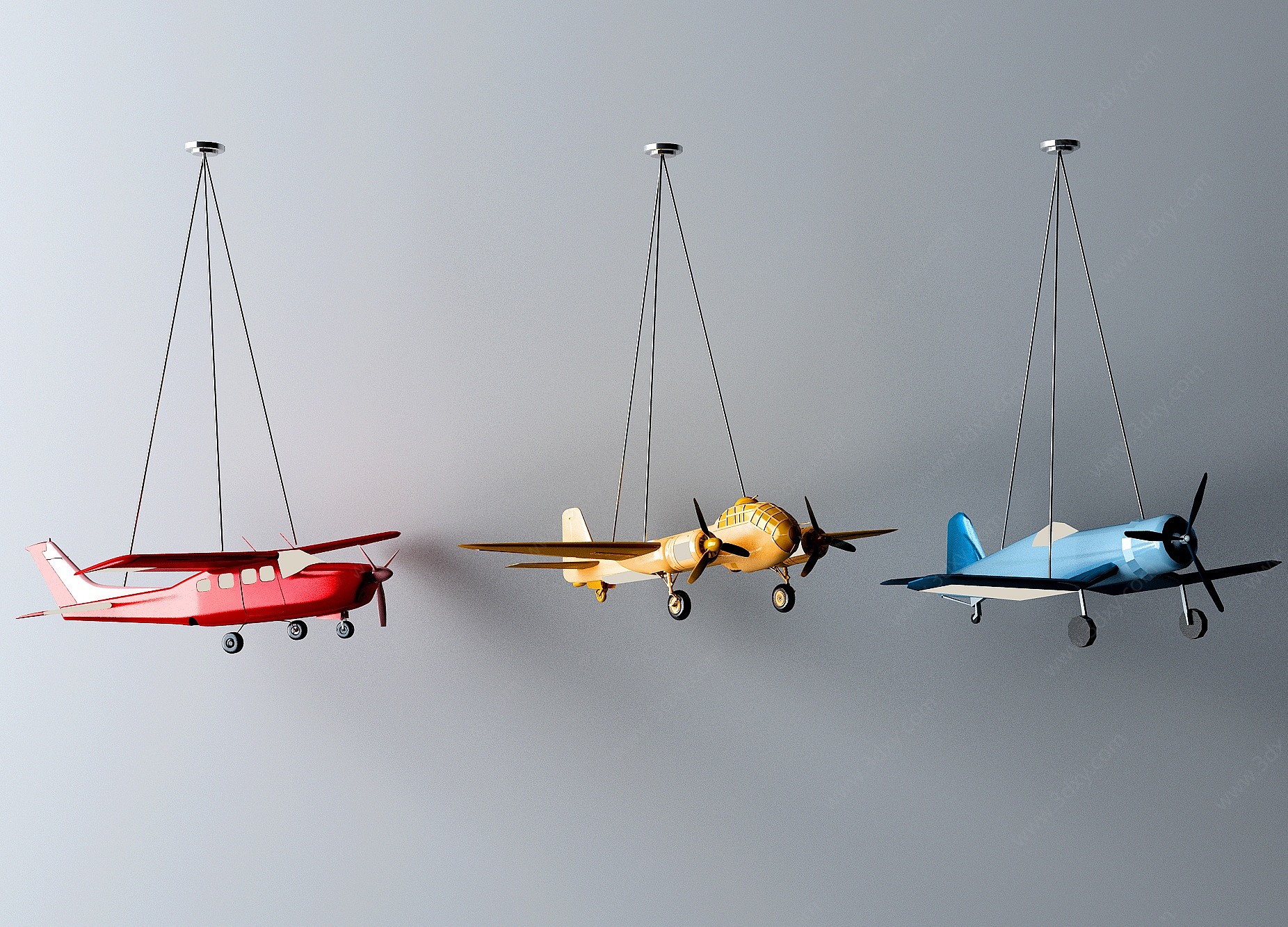 现代飞机儿童房吊灯3D模型