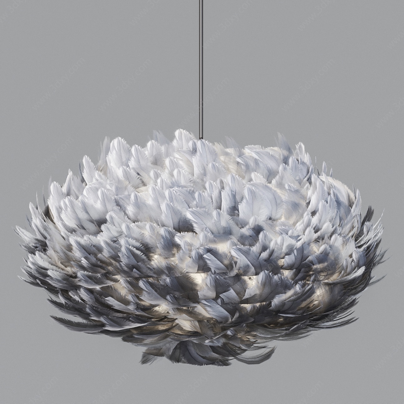 现代羽毛吊灯组合3D模型