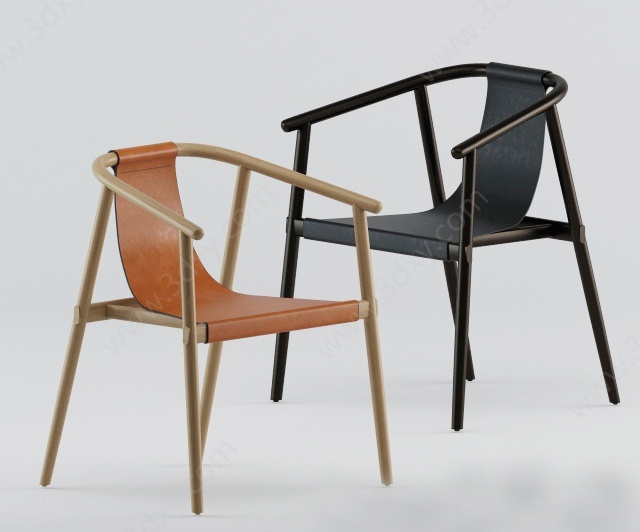 新中式实木单椅3D模型