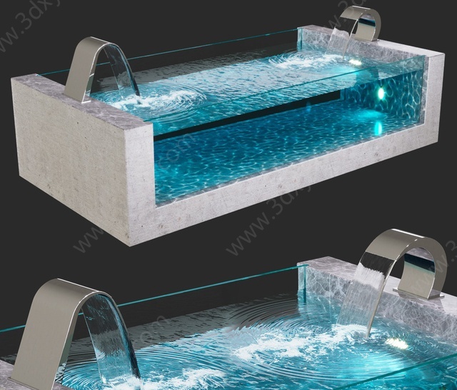 玻璃泳池浴缸3D模型