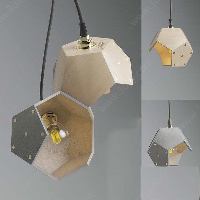 木制异形蜂巢吊灯3D模型