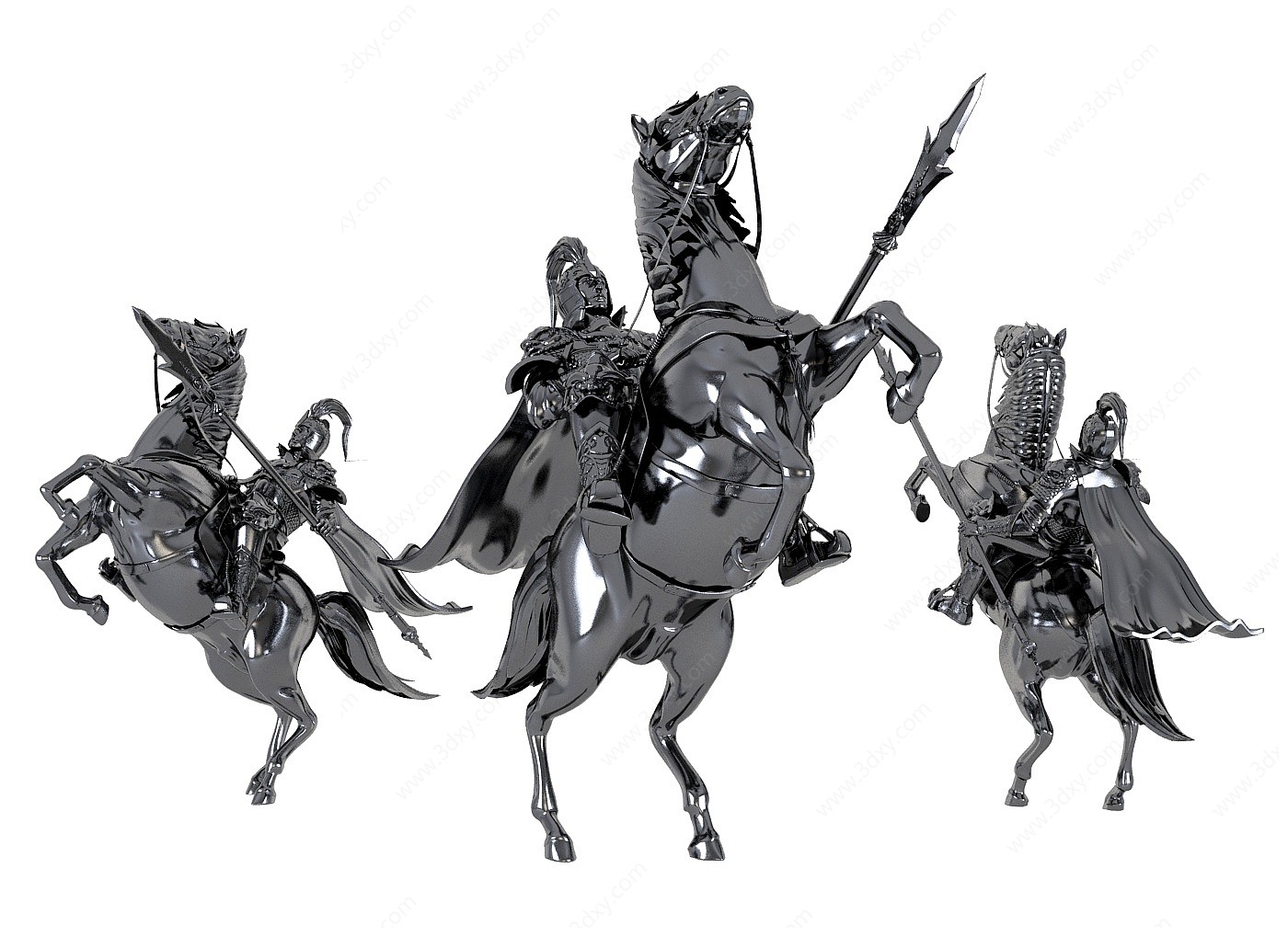 武士铠甲人物雕塑3D模型