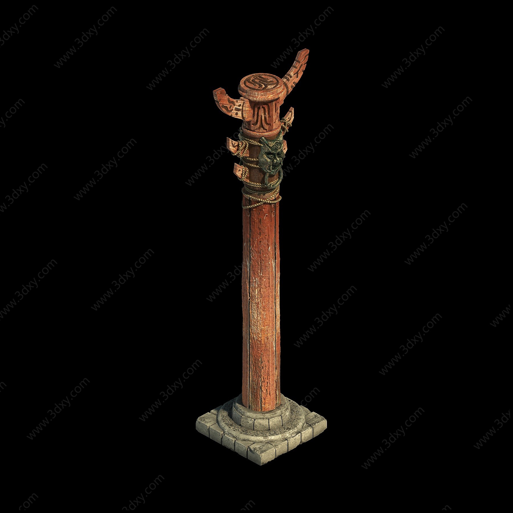 中式柱子3D模型