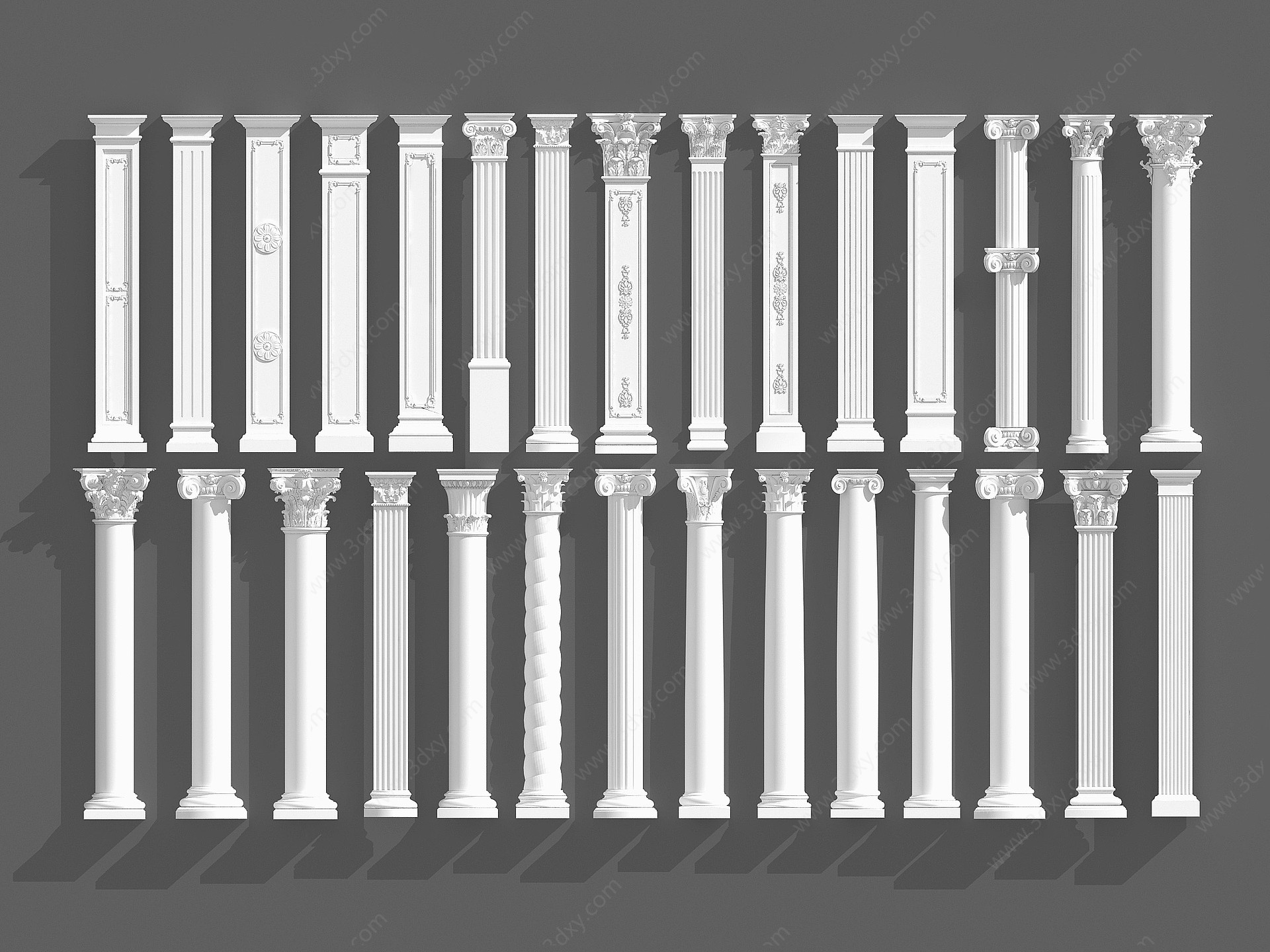 欧式罗马柱组合3D模型
