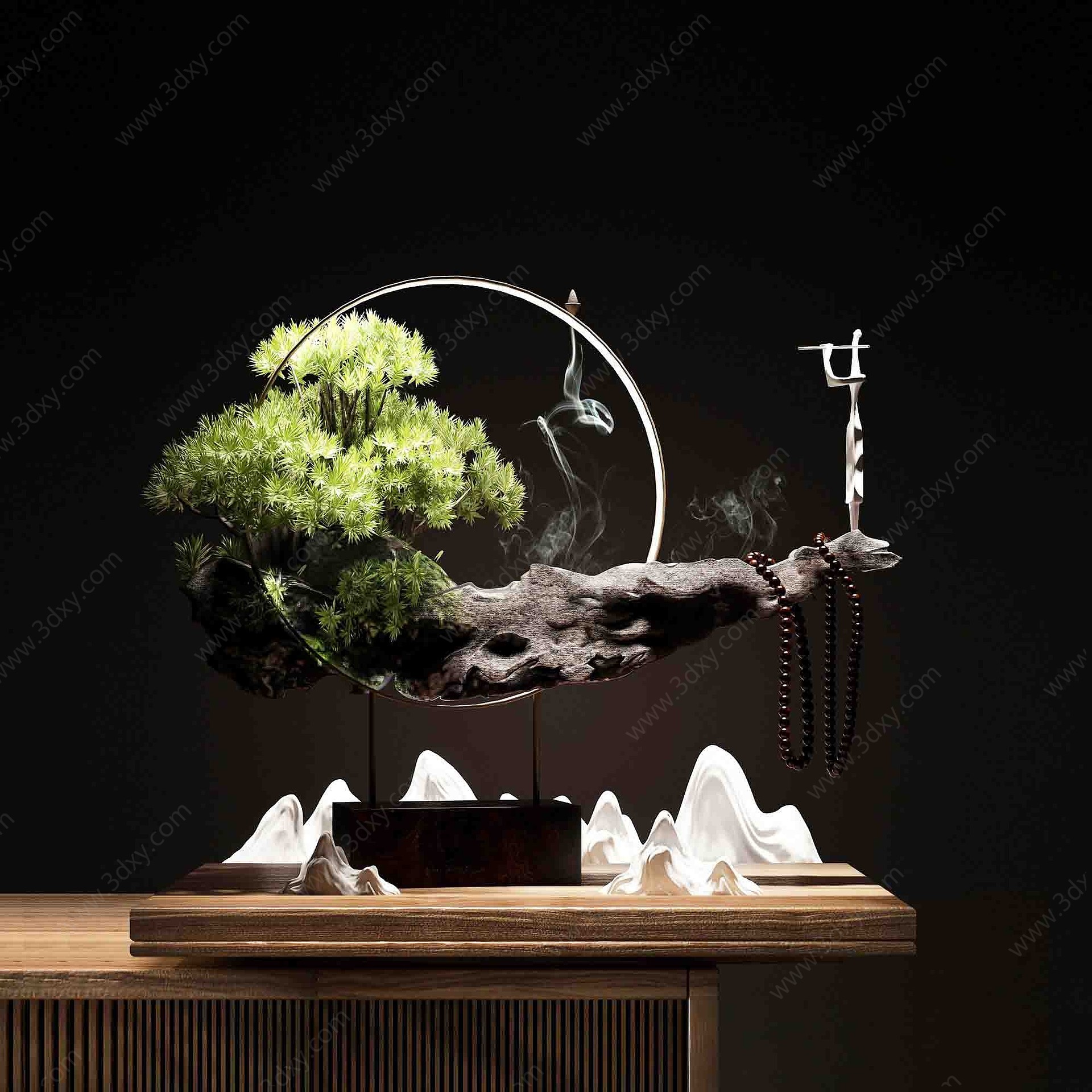 新中式禅意松树盆景3D模型