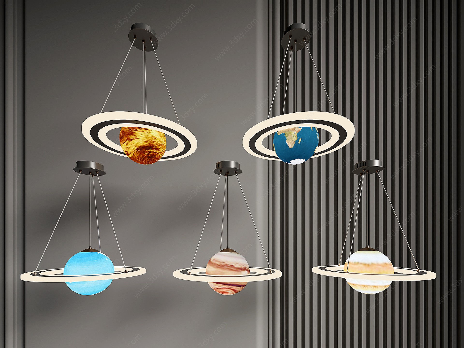 现代星球吊灯3D模型