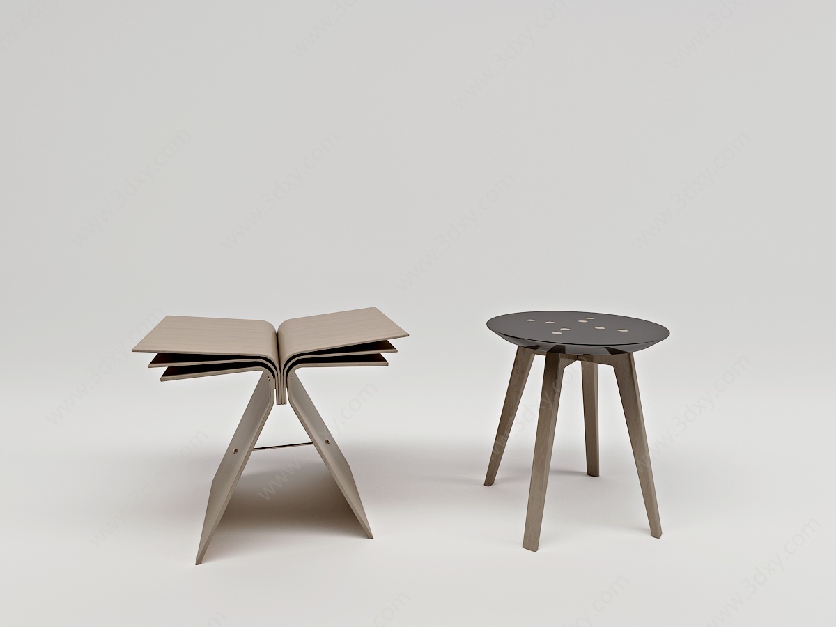 现代凳子书桌椅3D模型