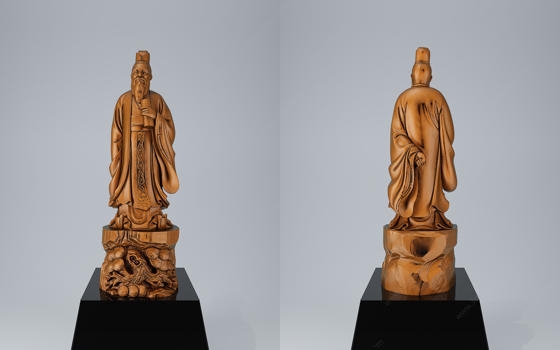 中式孔子雕塑摆件3D模型