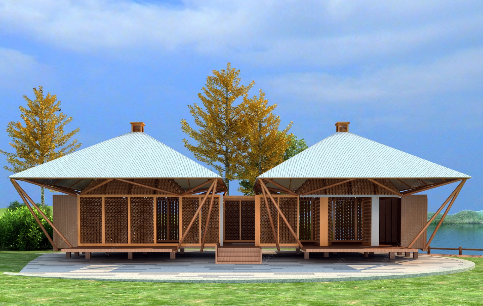 现代休闲木屋3D模型