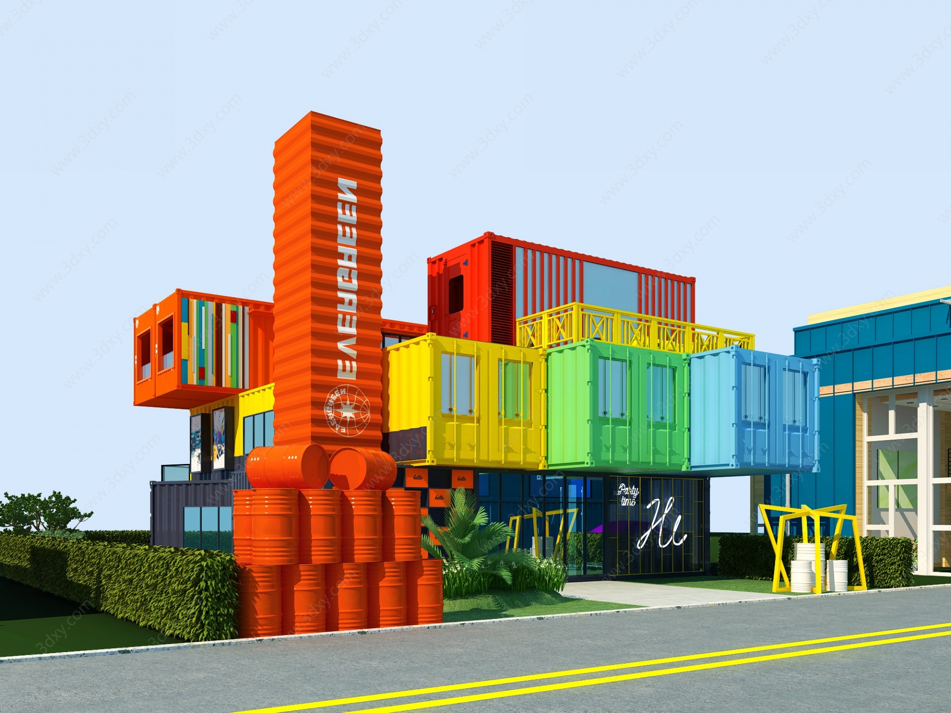 工业LOFT集装箱建筑3D模型