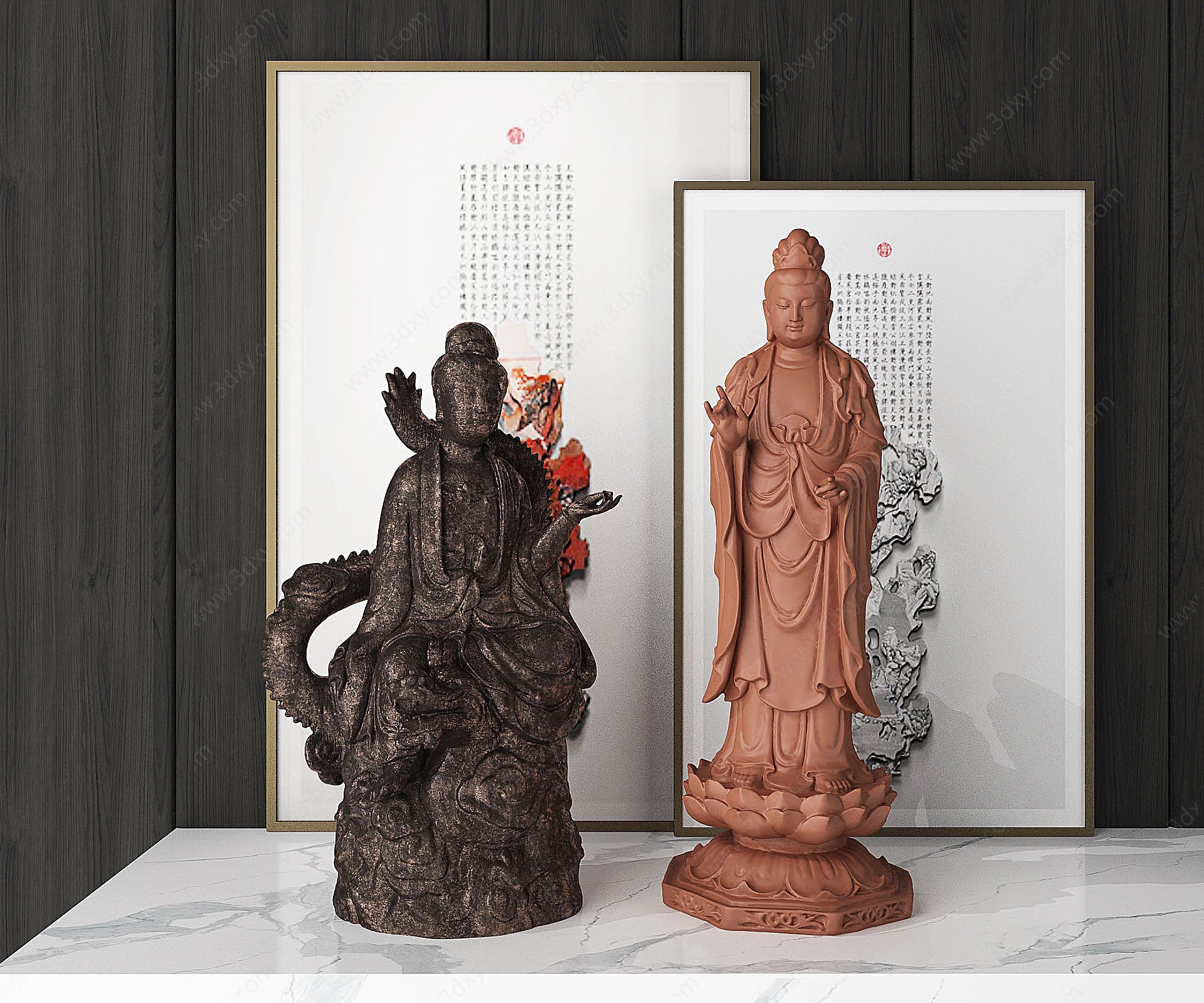 新中式佛相雕塑3D模型