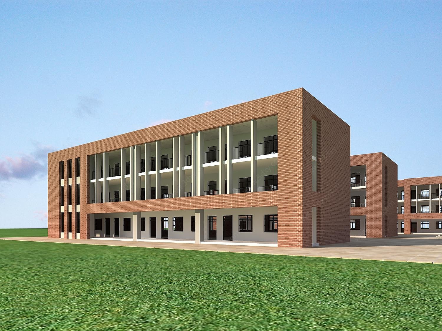 现代学校教学楼3D模型