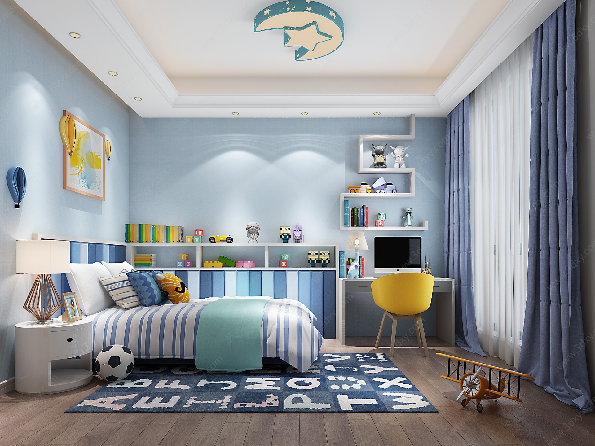 现代儿童房卧室3D模型