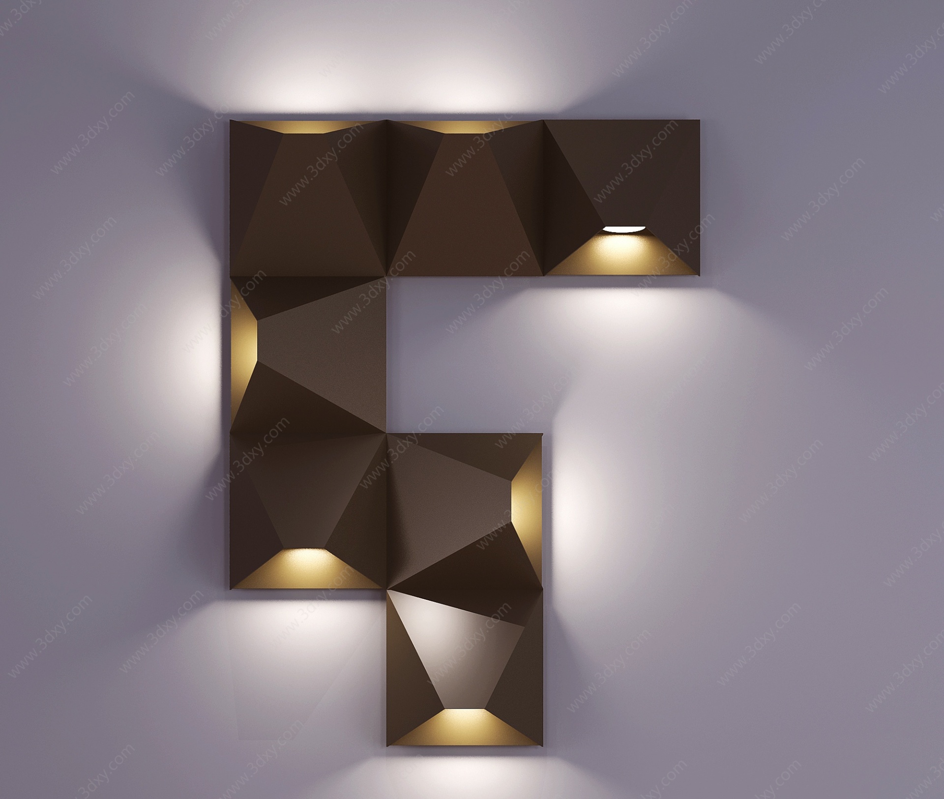 现代正方形装饰壁灯3D模型