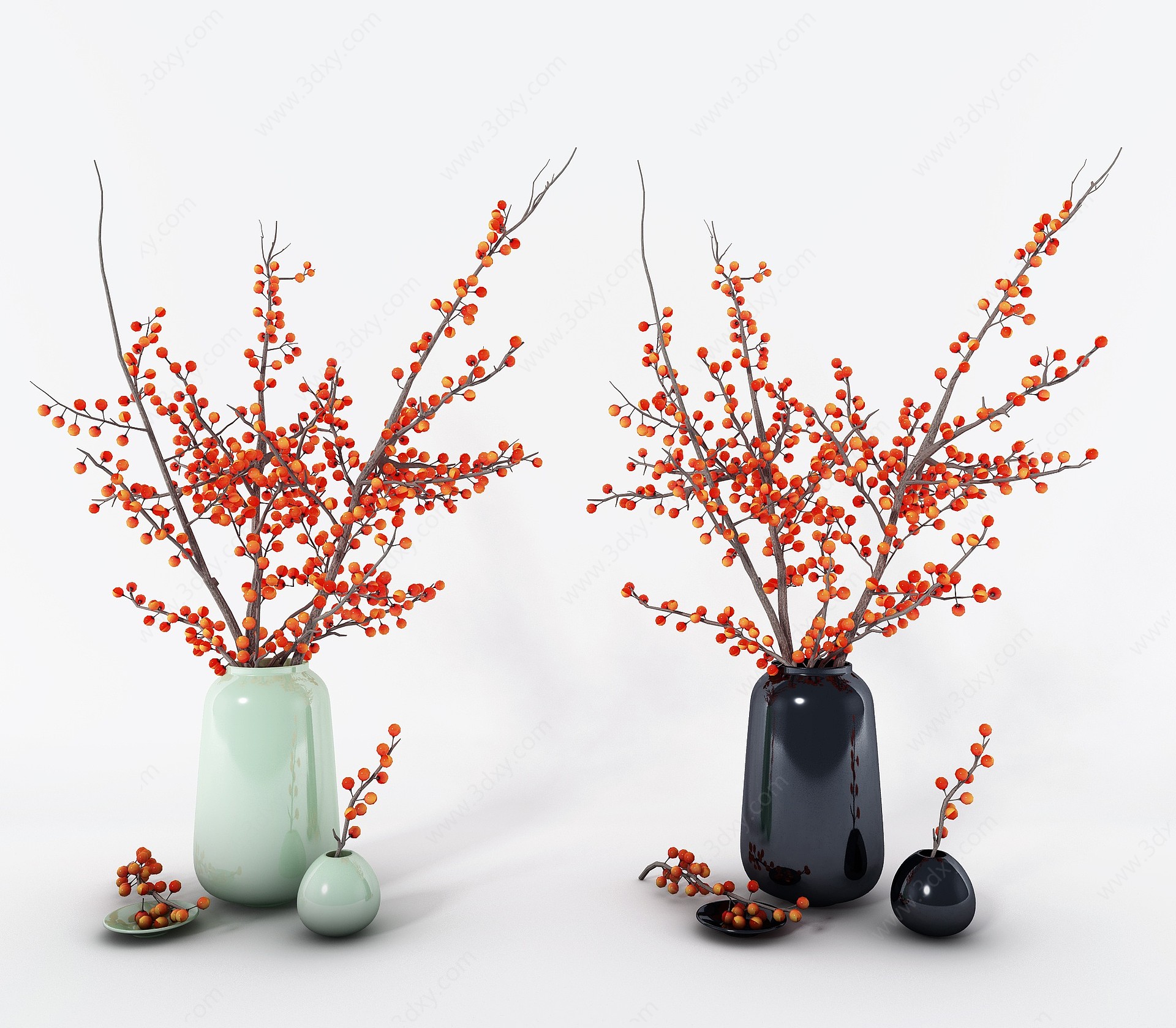 花瓶花卉摆设组合3D模型