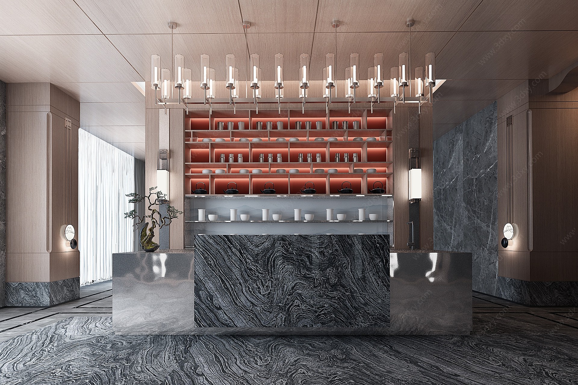 新中式酒吧台3D模型