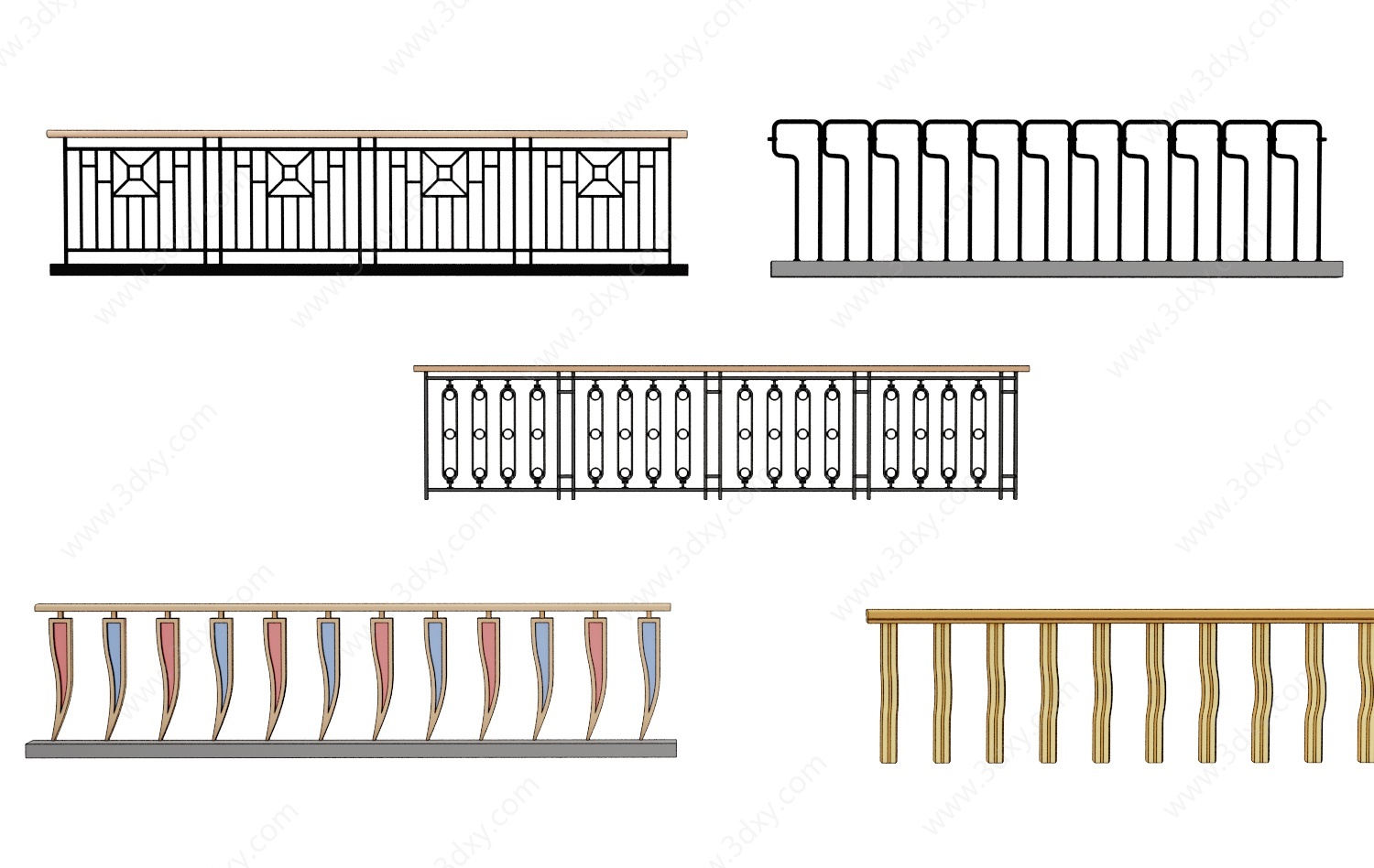 欧式金属栏杆护栏3D模型