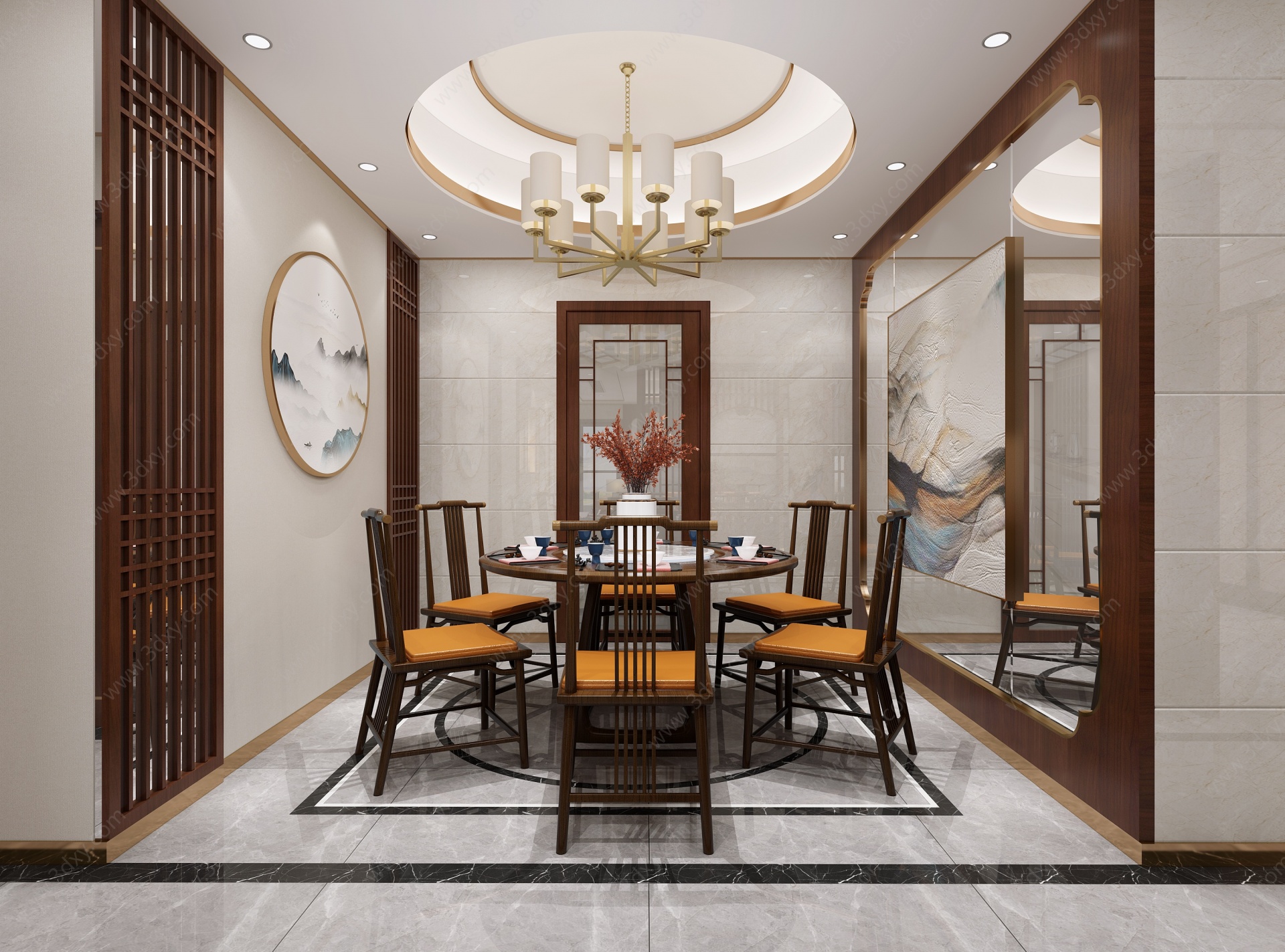 新中式客餐厅3D模型
