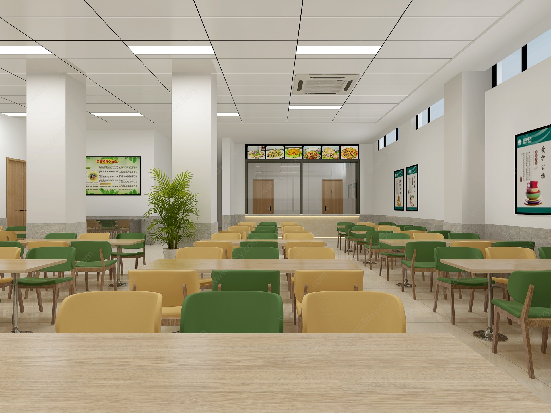现代公司餐厅食堂3D模型