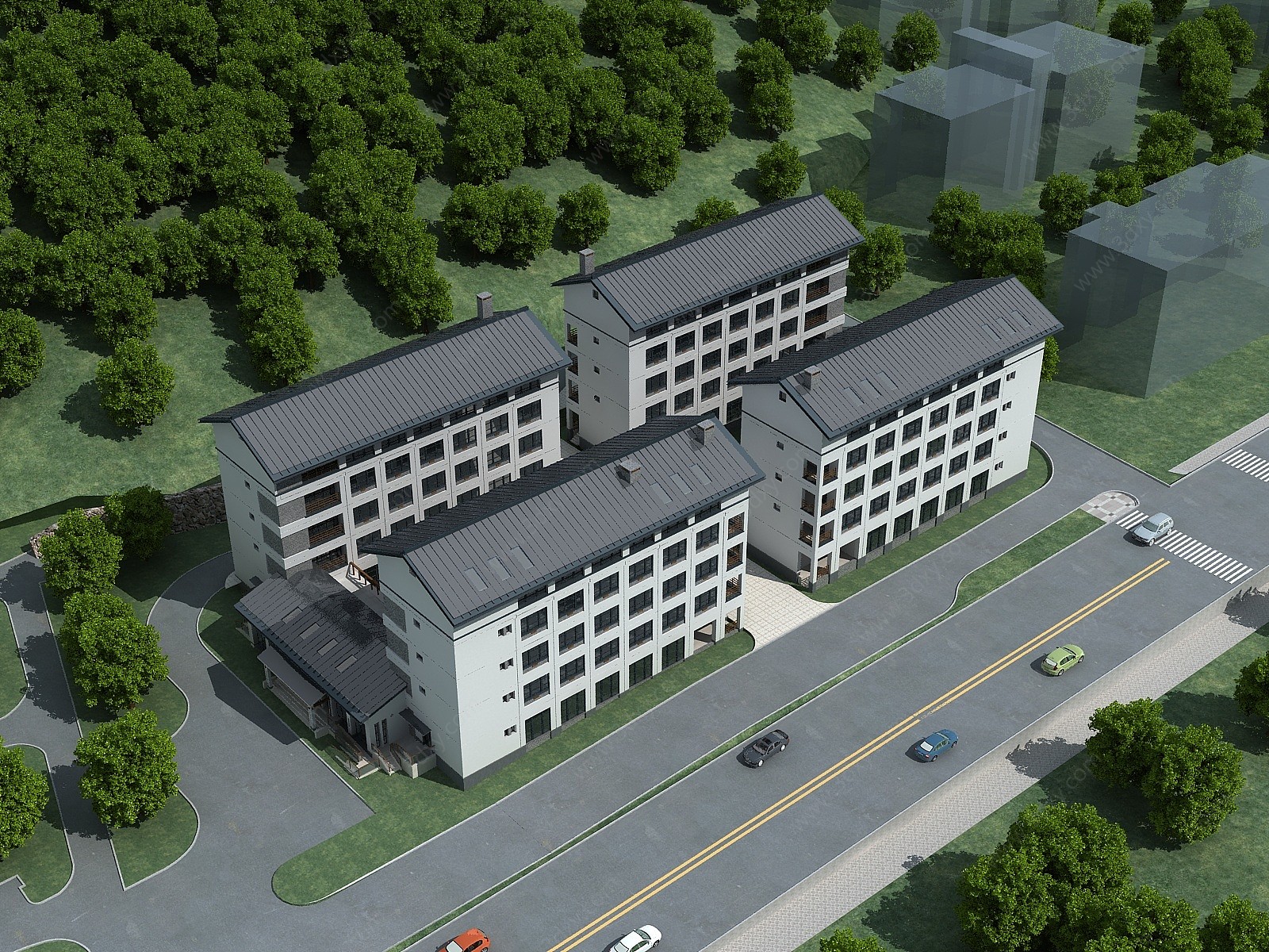 中式医院3D模型