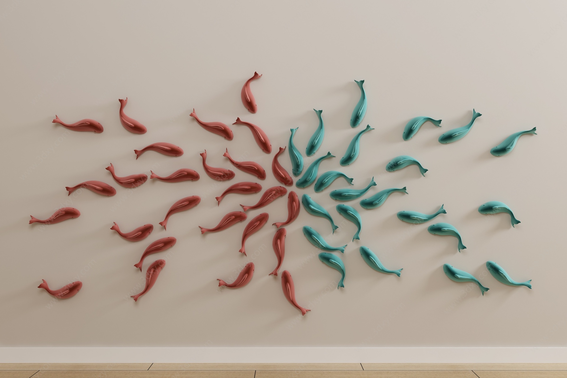 现代墙饰装饰品小鱼3D模型