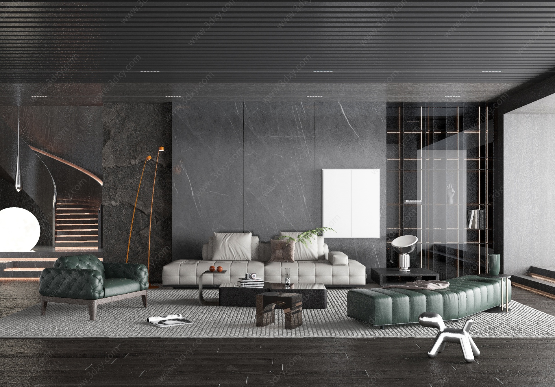 现代风格的客厅3D模型