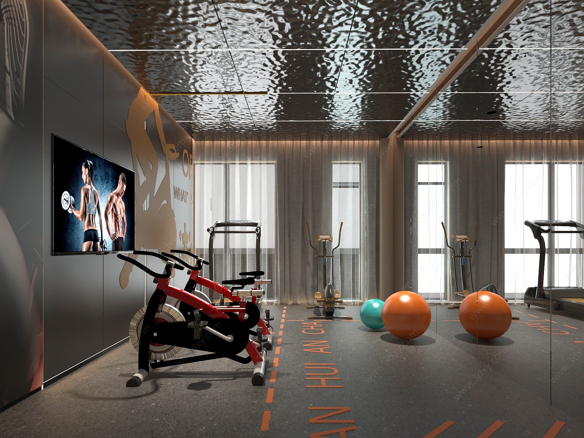 现代健身房3D模型