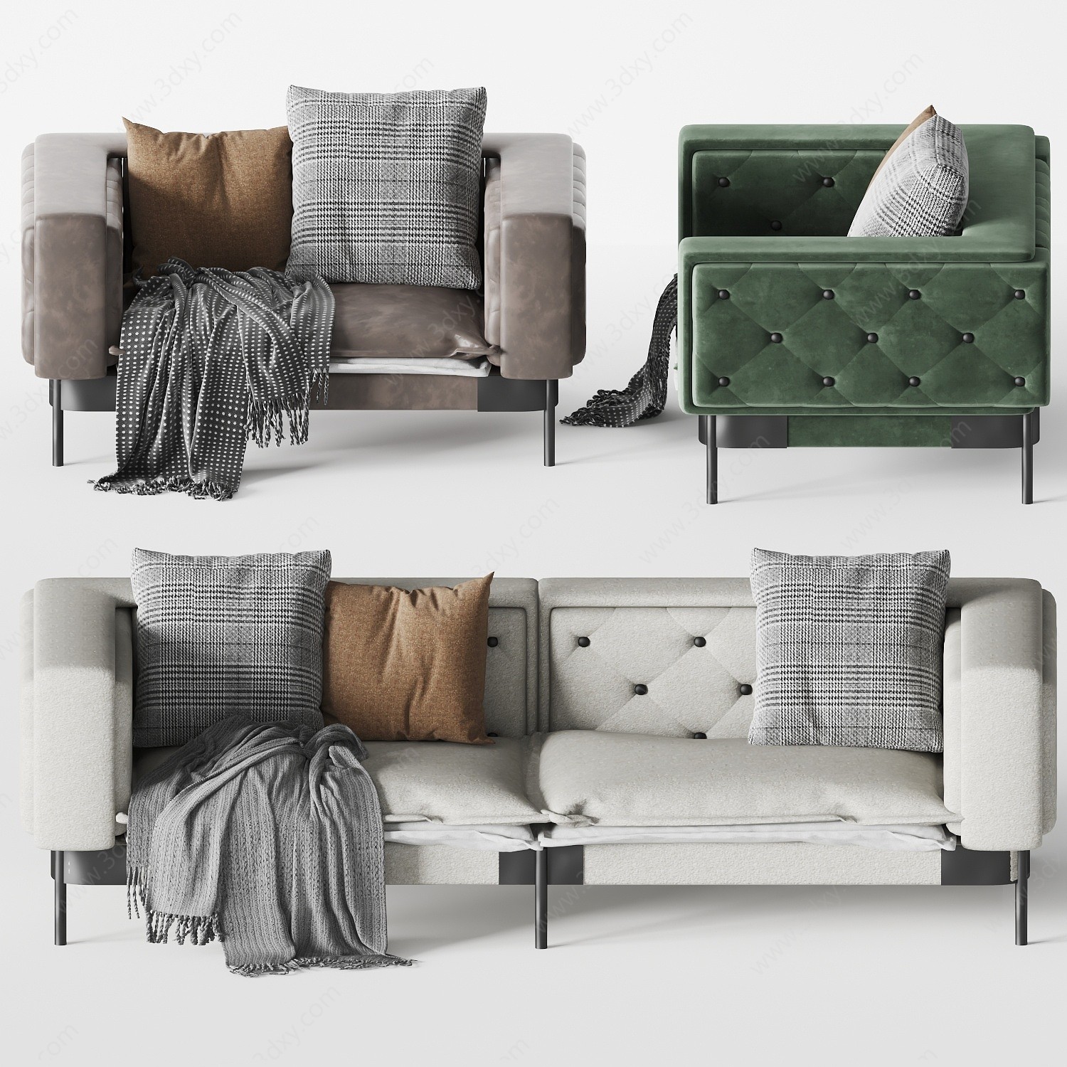 现代组合休闲沙发3D模型