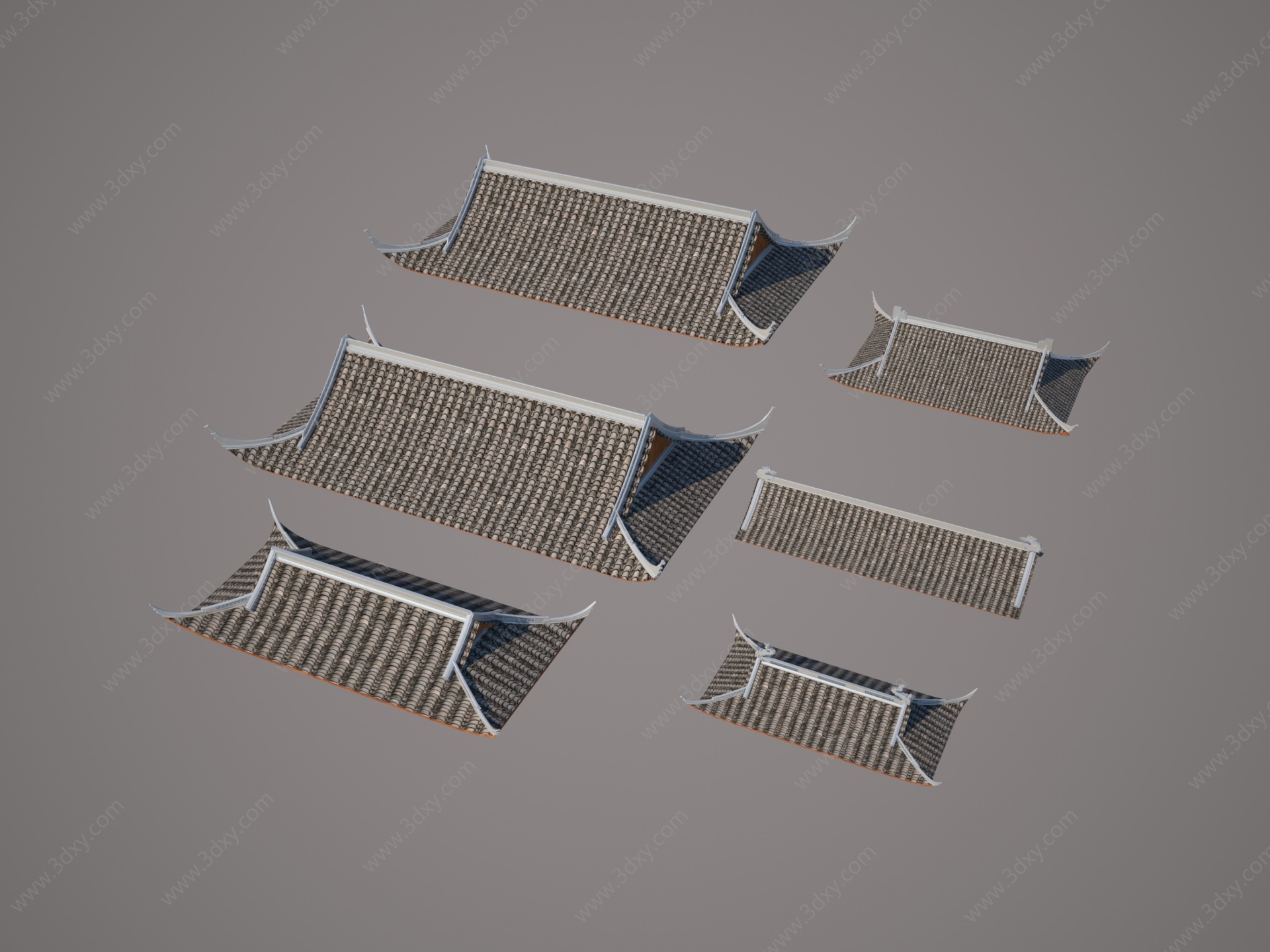 中式古建房子屋顶3D模型