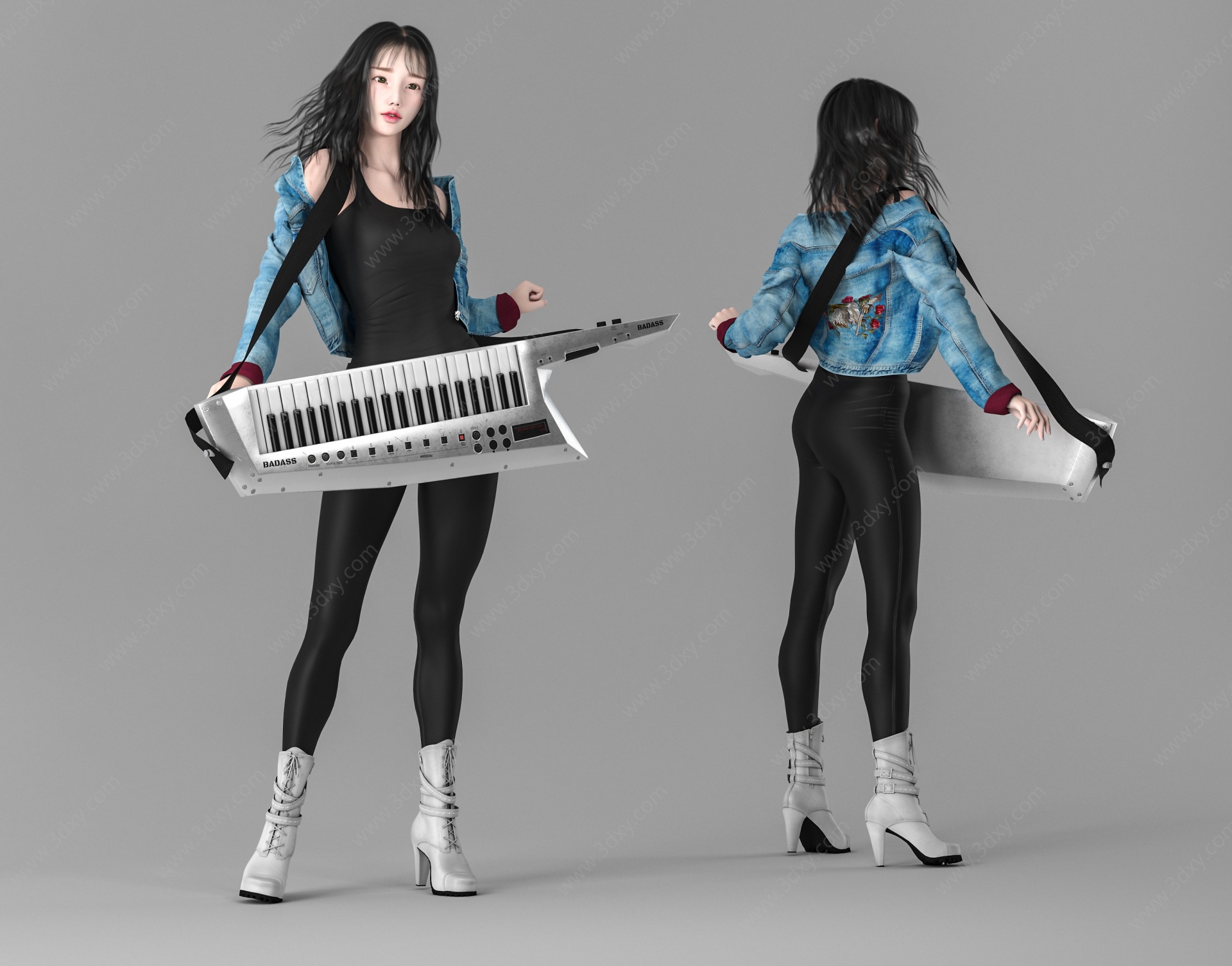 现代人物键盘手3D模型