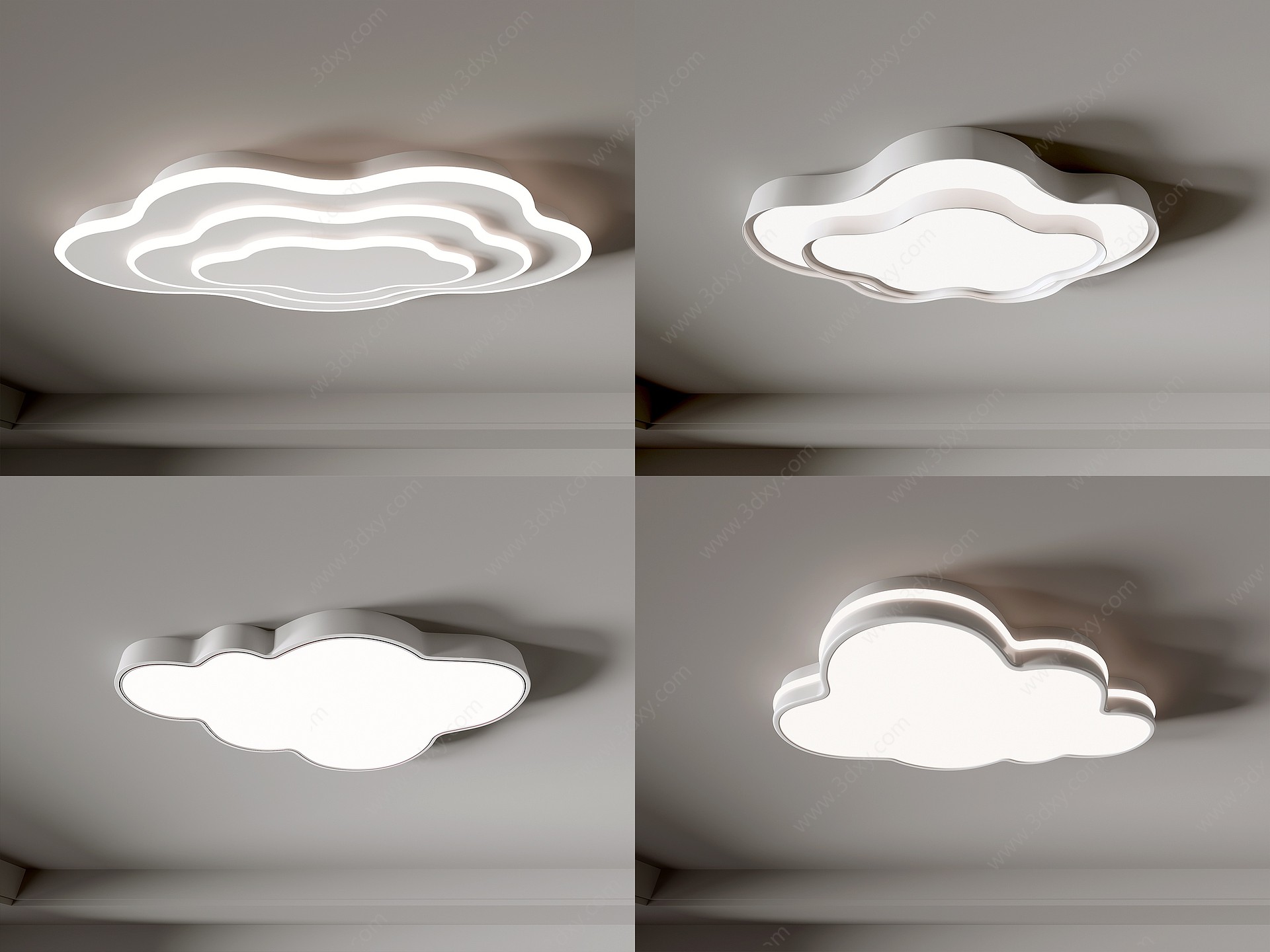 现代云朵吸顶灯3D模型