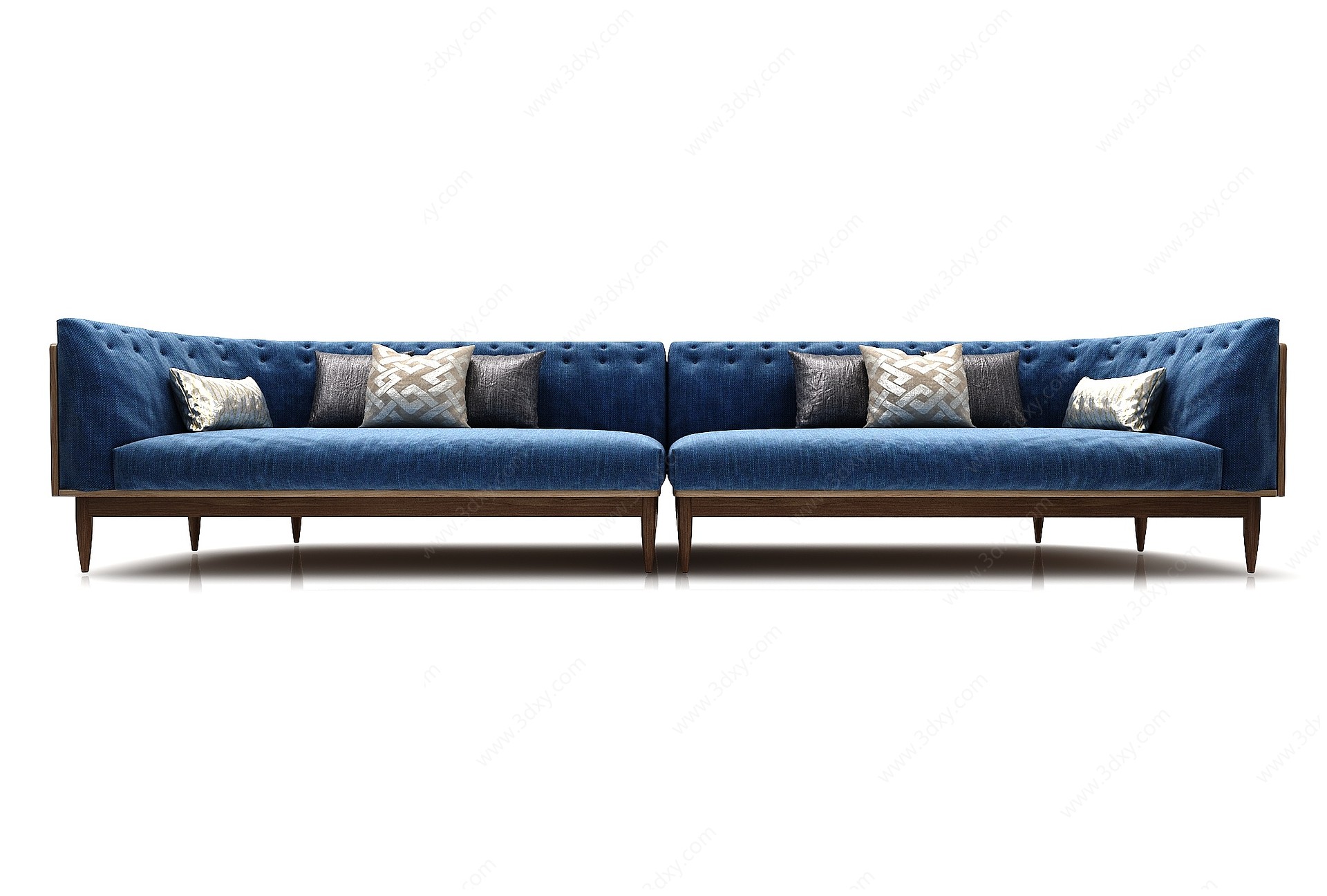 现代风格蓝色布艺沙发3D模型